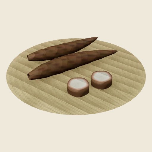 The produce of cassava, pictured in Qimo Farm World.